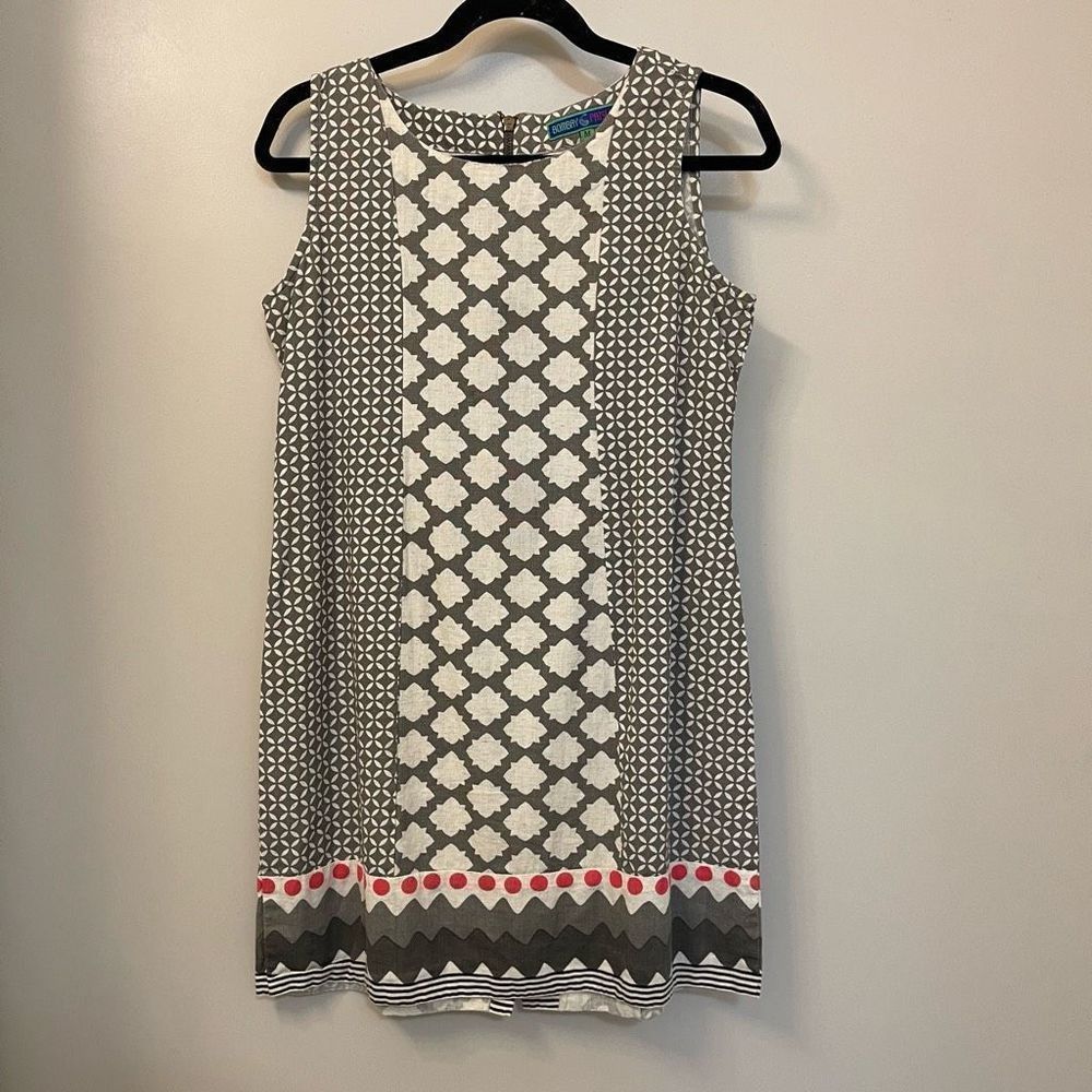 Bombay Paisley Cotton Linen Sleeveless Zip Dress Sz m